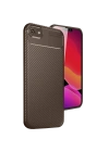 BFS  iPhone 16E Kılıf Auto Focus Karbon Kapak - Kahverengi