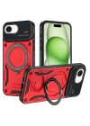 BFS  iPhone 16E Kılıf Joy Lens Standlı Kapak - Kırmızı