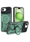 BFS  iPhone 16E Kılıf Joy Lens Standlı Kapak - Koyu Yeşil