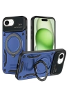 BFS iPhone 16E Kılıf Joy Lens Standlı Kapak - Lacivert