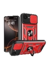 BFS  iPhone 16E Kılıf Pars Lens Yüzüklü Silikon - Kırmızı
