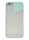 BFS  iPhone 6 Kılıf Palm Buzlu Kamera Sürgülü Silikon - Turkuaz