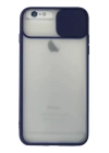 BFS  iPhone 6 Plus Kılıf Palm Buzlu Kamera Sürgülü Silikon - Lacivert