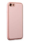 BFS  iPhone 7 Kılıf Coco Deri Silikon Kapak - Pudra
