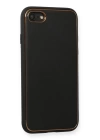 BFS  iPhone 7 Kılıf Coco Deri Silikon Kapak - Siyah