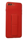 BFS  iPhone 7 Plus Kılıf Coco Deri Standlı Kapak - Kırmızı