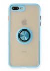 BFS  iPhone 7 Plus Kılıf Montreal Yüzüklü Silikon Kapak - Buz Mavi