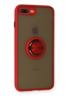 BFS  iPhone 7 Plus Kılıf Montreal Yüzüklü Silikon Kapak - Kırmızı