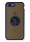 BFS  iPhone 7 Plus Kılıf Montreal Yüzüklü Silikon Kapak - Lacivert