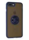 BFS  iPhone 7 Plus Kılıf Montreal Yüzüklü Silikon Kapak - Lacivert