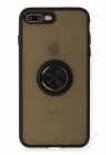 BFS  iPhone 7 Plus Kılıf Montreal Yüzüklü Silikon Kapak - Siyah
