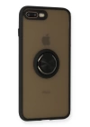 BFS  iPhone 7 Plus Kılıf Montreal Yüzüklü Silikon Kapak - Siyah