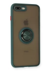 BFS  iPhone 7 Plus Kılıf Montreal Yüzüklü Silikon Kapak - Yeşil
