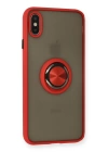 BFS  iPhone X Kılıf Montreal Yüzüklü Silikon Kapak - Kırmızı