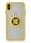 BFS  iPhone X Kılıf Montreal Yüzüklü Silikon Kapak - Sarı