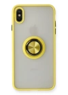 BFS  iPhone X Kılıf Montreal Yüzüklü Silikon Kapak - Sarı