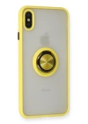 BFS  iPhone X Kılıf Montreal Yüzüklü Silikon Kapak - Sarı