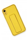 BFS  iPhone XR Kılıf Coco Deri Standlı Kapak - Sarı