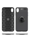 BFS  iPhone XR Kılıf Range Yüzüklü Silikon - Siyah-Mavi