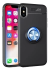 BFS  iPhone XS Kılıf Range Yüzüklü Silikon - Siyah-Mavi