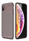 BFS  iPhone XS Max Kılıf Auto Focus Karbon Kapak - Kahverengi