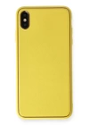 BFS  iPhone XS Max Kılıf Coco Deri Silikon Kapak - Sarı