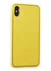 BFS  iPhone XS Max Kılıf Coco Deri Silikon Kapak - Sarı