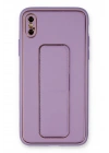 BFS  iPhone XS Max Kılıf Coco Deri Standlı Kapak - Koyu Lila