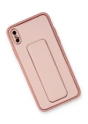 BFS  iPhone XS Max Kılıf Coco Deri Standlı Kapak - Pembe