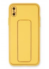 BFS  iPhone XS Max Kılıf Coco Deri Standlı Kapak - Sarı