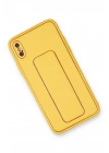 BFS  iPhone XS Max Kılıf Coco Deri Standlı Kapak - Sarı
