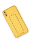 BFS  iPhone XS Max Kılıf Coco Deri Standlı Kapak - Sarı