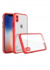 BFS iPhone XS Max Kılıf Miami Şeffaf Silikon - Kırmızı