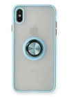 BFS  iPhone XS Max Kılıf Montreal Yüzüklü Silikon Kapak - Buz Mavi