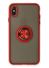 BFS  iPhone XS Max Kılıf Montreal Yüzüklü Silikon Kapak - Kırmızı