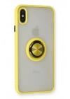 BFS iPhone XS Max Kılıf Montreal Yüzüklü Silikon Kapak - Sarı