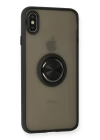 BFS  iPhone XS Max Kılıf Montreal Yüzüklü Silikon Kapak - Siyah