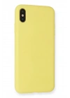 BFS  iPhone XS Max Kılıf Nano içi Kadife Silikon - Mat Sarı