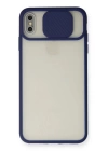 BFS  iPhone XS Max Kılıf Palm Buzlu Kamera Sürgülü Silikon - Lacivert