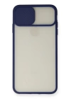 BFS  iPhone XS Max Kılıf Palm Buzlu Kamera Sürgülü Silikon - Lacivert