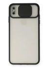 BFS  iPhone XS Max Kılıf Palm Buzlu Kamera Sürgülü Silikon - Siyah