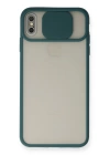 BFS  iPhone XS Max Kılıf Palm Buzlu Kamera Sürgülü Silikon - Yeşil