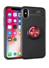 BFS  iPhone XS Max Kılıf Range Yüzüklü Silikon - Siyah-Kırmızı