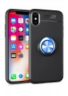 BFS  iPhone XS Max Kılıf Range Yüzüklü Silikon - Siyah-Mavi