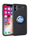 BFS  iPhone XS Max Kılıf Range Yüzüklü Silikon - Siyah-Mavi