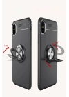 BFS  iPhone XS Max Kılıf Range Yüzüklü Silikon - Siyah-Mavi