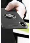 BFS  iPhone XS Max Kılıf Range Yüzüklü Silikon - Siyah-Mavi