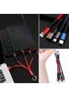 BFS  Işıklı Anahtarlık Model 3 in 1 USB Çıkışlı MİKRO,TYPE-C ve İphone Uyumlu Şarj Kablosu