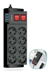 BFS  Isıya Dayanıklı Termal Akım Korumalı 2 Metre 16A 4000W 8li Priz ve 3 Usb Li Uzatma Kablosu