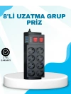 BFS Isıya Dayanıklı Termal Akım Korumalı 8li Priz ve 3 USB Girişli Uzatma Kablosu